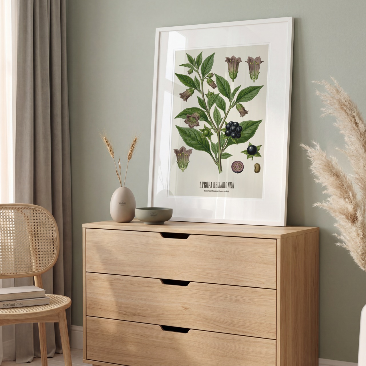 Belladonna print framed on a wall