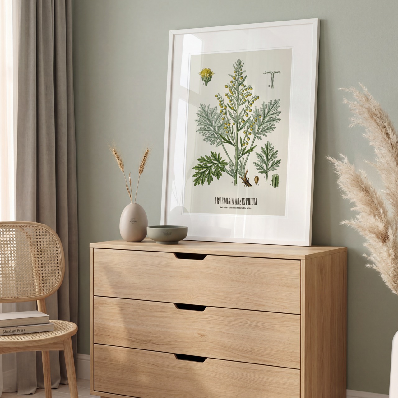 Wormwood print framed on a wall